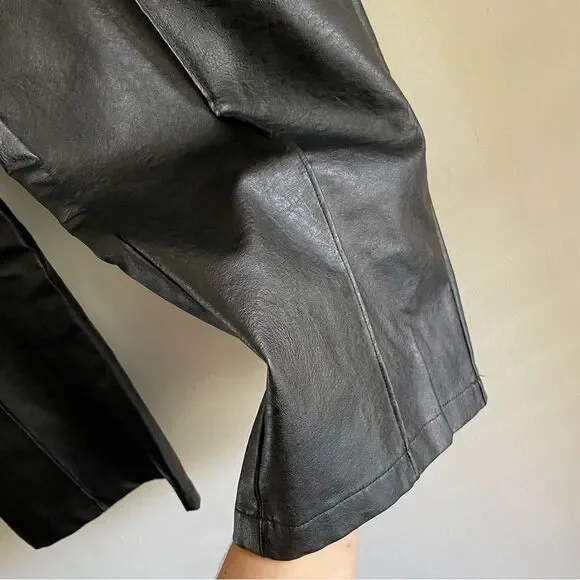 Princess Polly Encore Black Vegan Leather Straight Leg Pleated Pants Size 12 - Picture 11 of 14